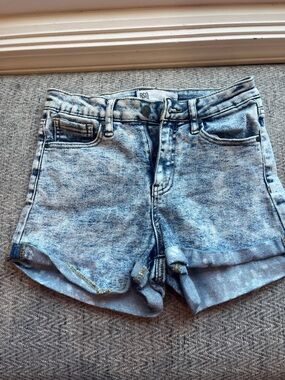 RSQ Women's Acid Wash High-Rise Denim Shorts - Blue/Gray